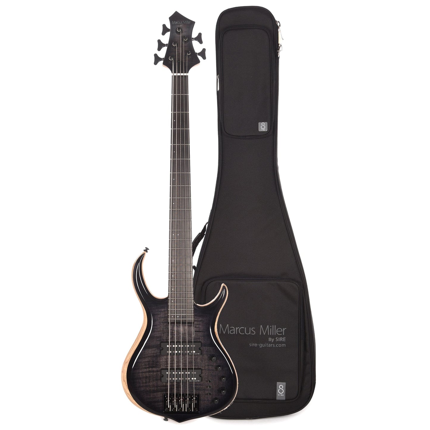 Sire Marcus Miller M7 Swamp Ash/Maple 5-String Transparent Black (2nd Gen) and Sire Gig Bag Bundle Bass Guitars / 5-String or More