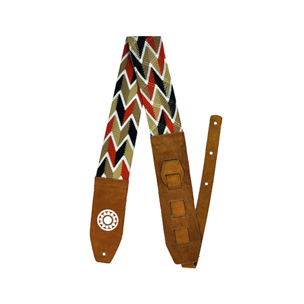 Souldier Dream Weaver - One-of-a-Kind Hand Woven Guitar Strap - Rust, Tan, Beige, Black, & White - Tan Ends Accessories / Straps