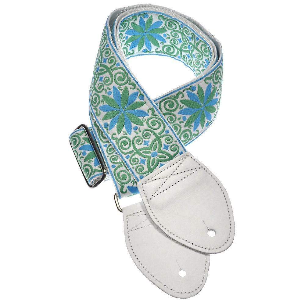 Souldier Guitar Strap - Dresden Star Miami Turquoise & Lime (White Ends) Accessories / Straps