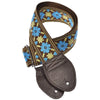 Souldier Guitar Strap - Turquoise Tulip on Brown (Brown Ends) Accessories / Straps