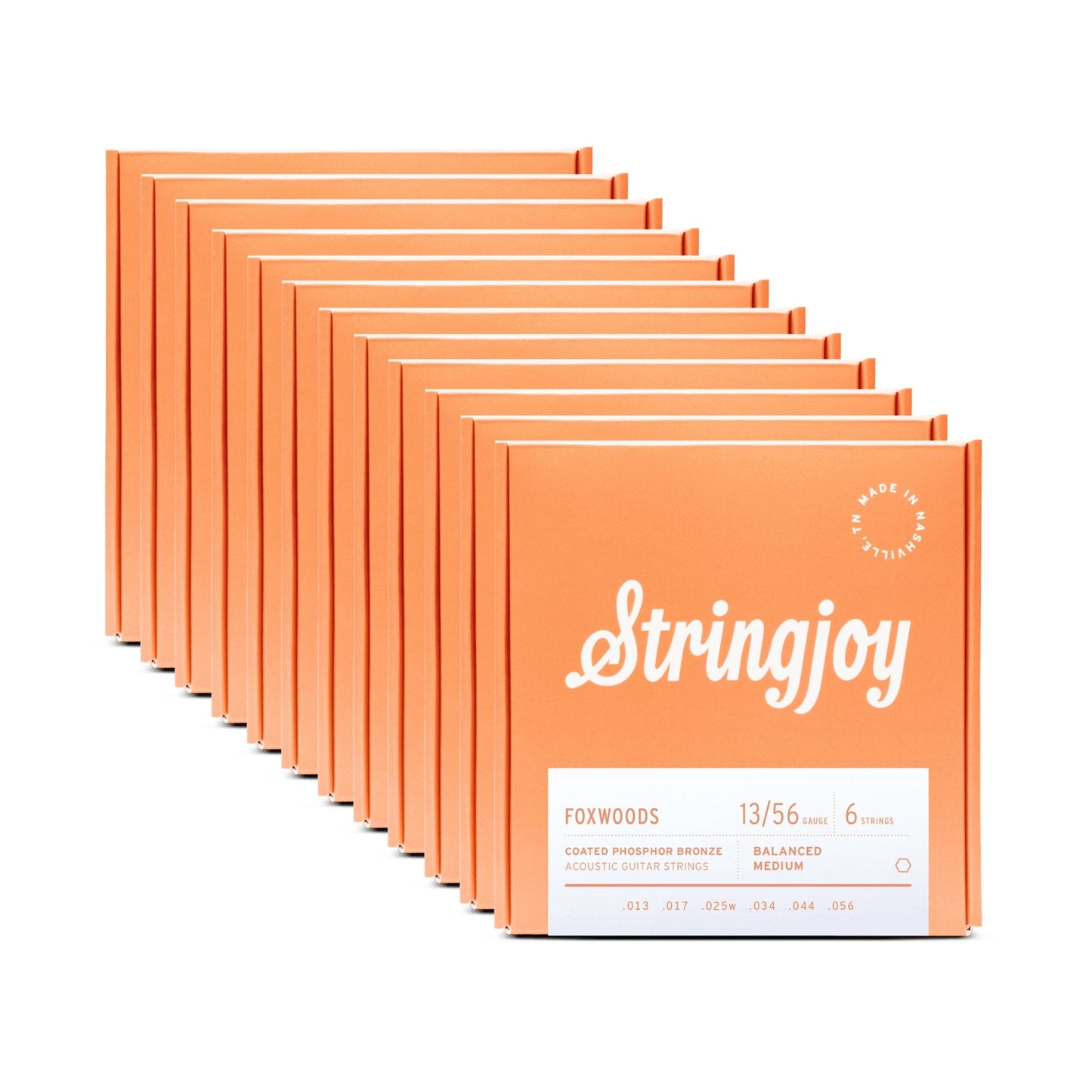 Stringjoy Foxwoods Acoustic Coated Phosphor Bronze Medium Gauge 13-56 12 Pack Bundle Accessories / Strings / Guitar Strings