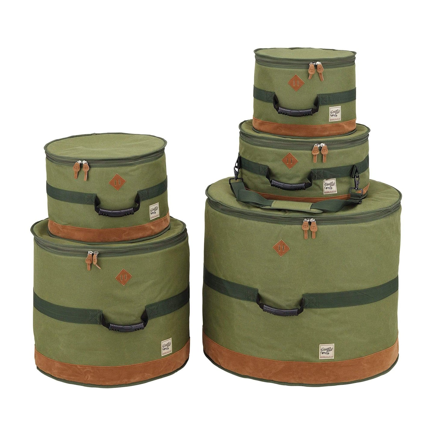 Tama 10/12/16/22/6.5x14 Powerpad Designer 5pc. Drum Bag Set Moss Green Drums and Percussion / Parts and Accessories / Cases and Bags