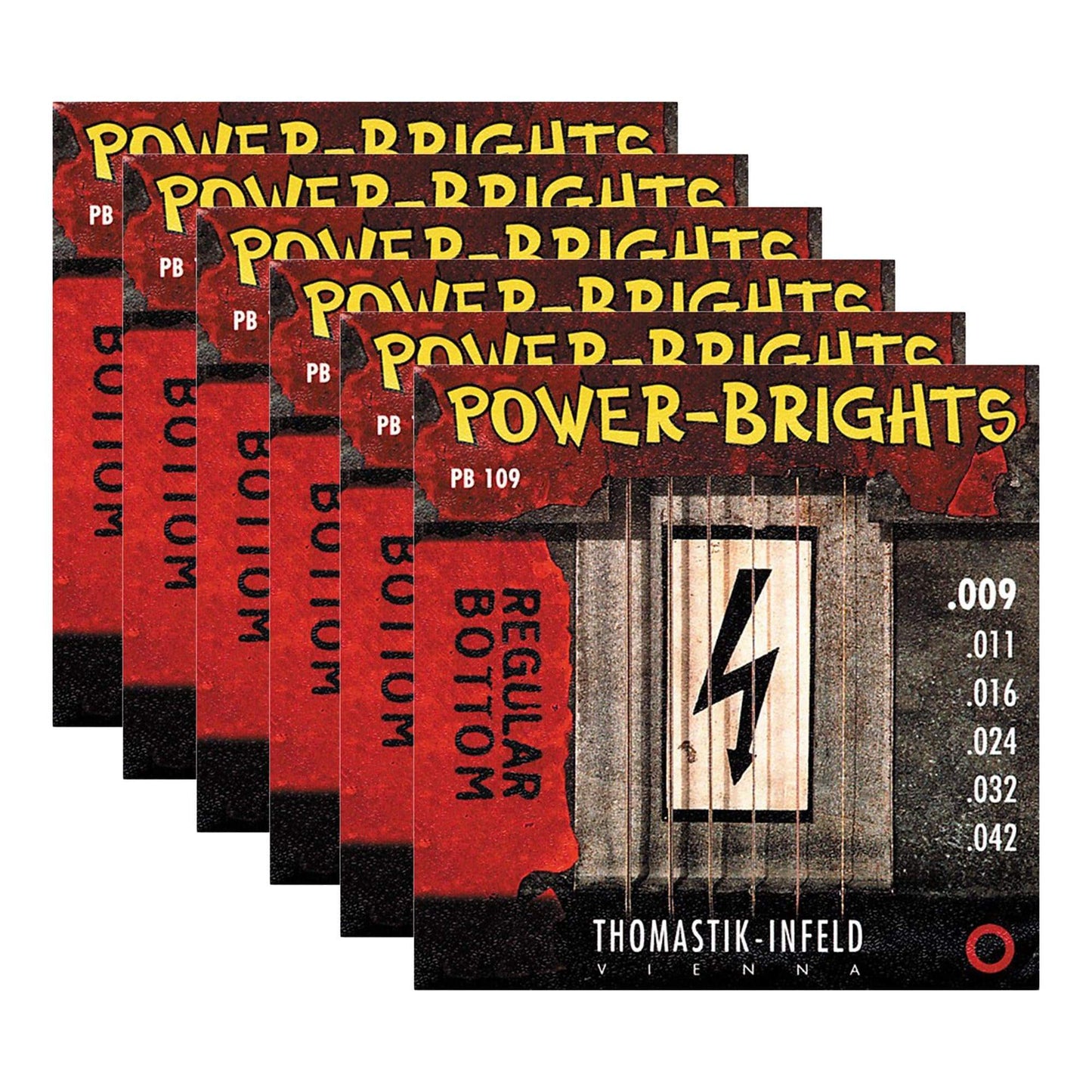 Thomastik PB109 Power Brights Round Wound Light 9-42 6 Pack Bundle Accessories / Strings / Guitar Strings
