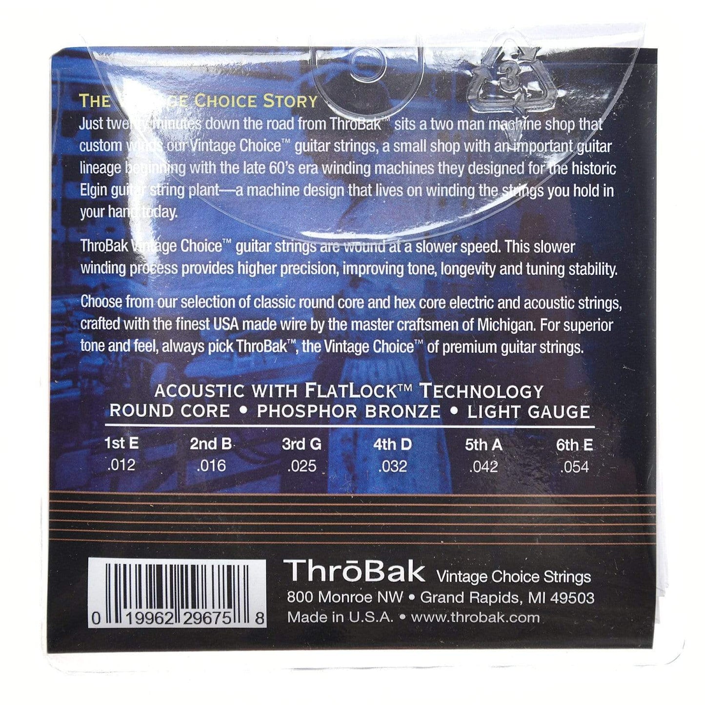 ThroBak Round Wound Phosphor Bronze Round Core Light Acoustic String Set (12-54) Accessories / Strings / Guitar Strings