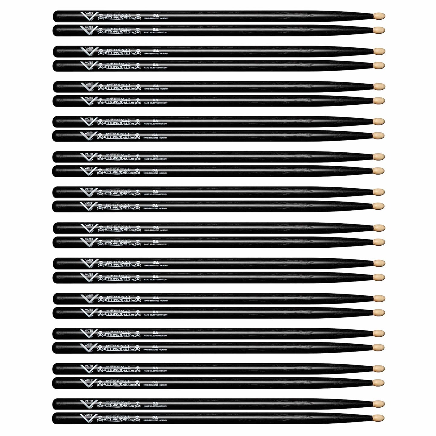 Vater 5A Eternal Black Wood Tip Drum Sticks (12 Pair Bundle) Drums and Percussion / Parts and Accessories / Drum Sticks and Mallets