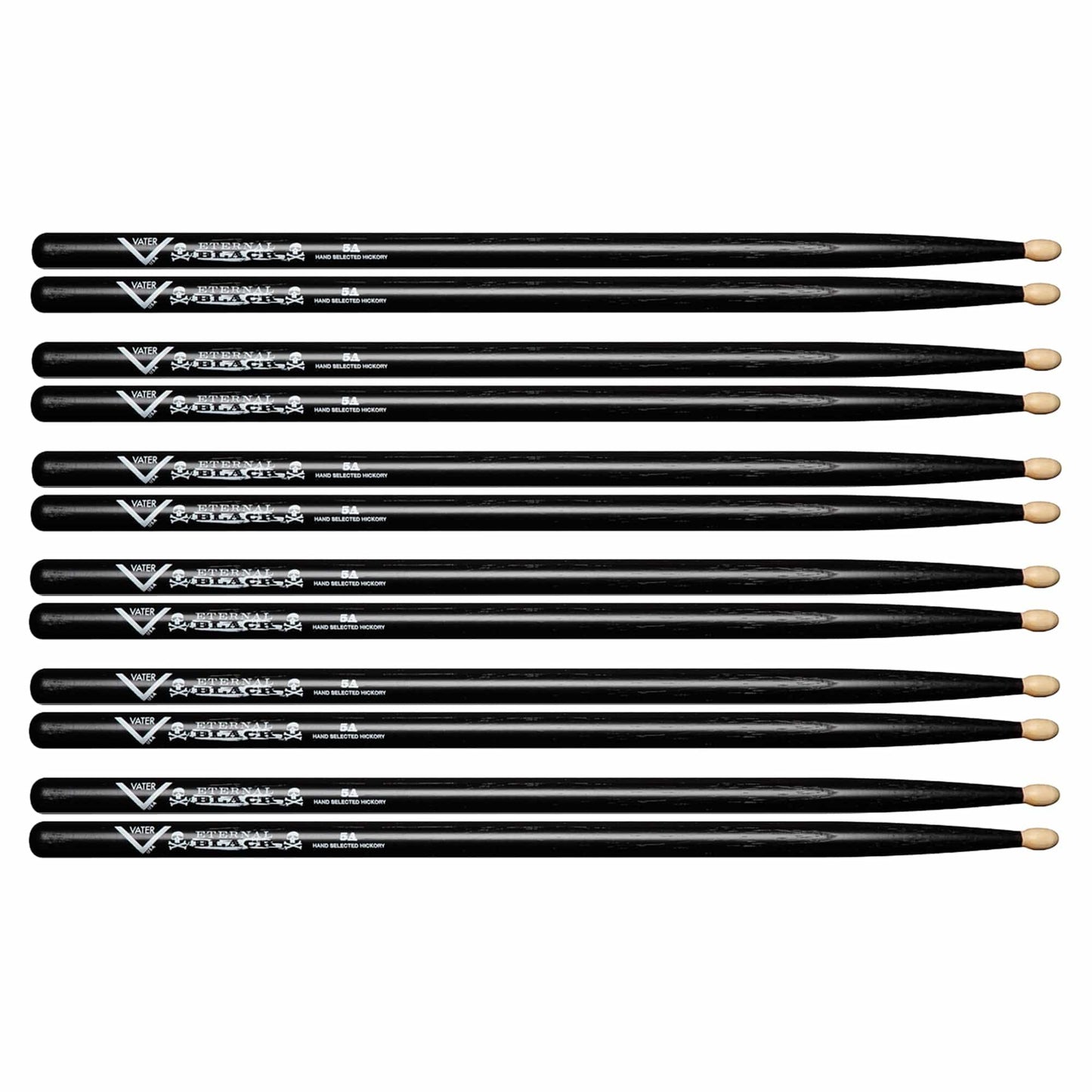 Vater 5A Eternal Black Wood Tip Drum Sticks (6 Pair Bundle) Drums and Percussion / Parts and Accessories / Drum Sticks and Mallets
