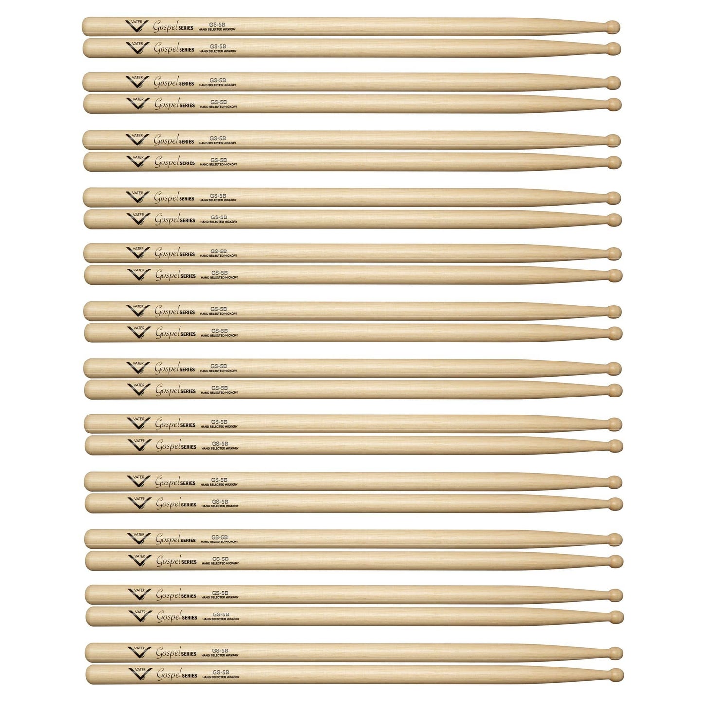 Vater Gospel 5B Wood Tip Drum Sticks (12 Pair Bundle) Drums and Percussion / Parts and Accessories / Drum Sticks and Mallets