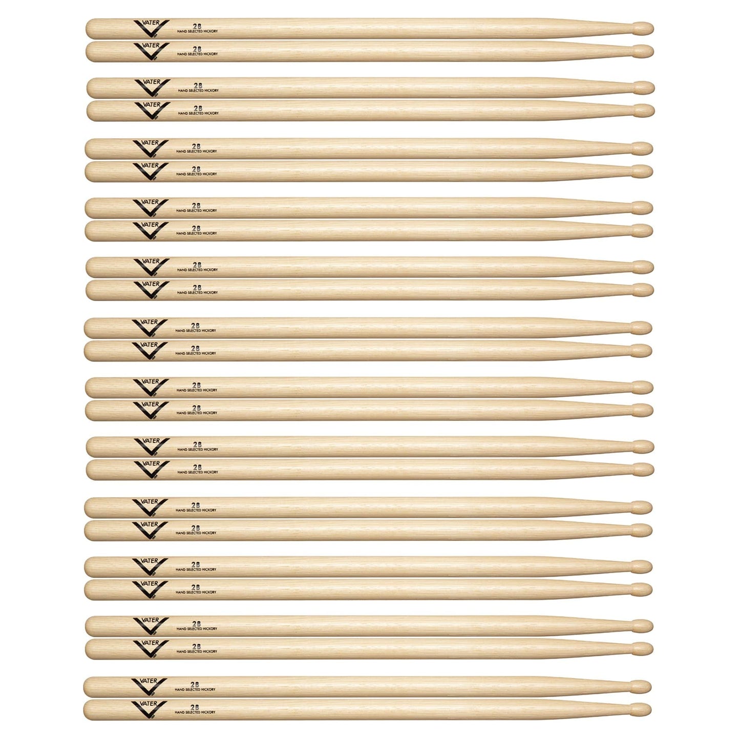 Vater Hickory 2B Wood Tip Drum Sticks (12 Pair Bundle) Drums and Percussion / Parts and Accessories / Drum Sticks and Mallets