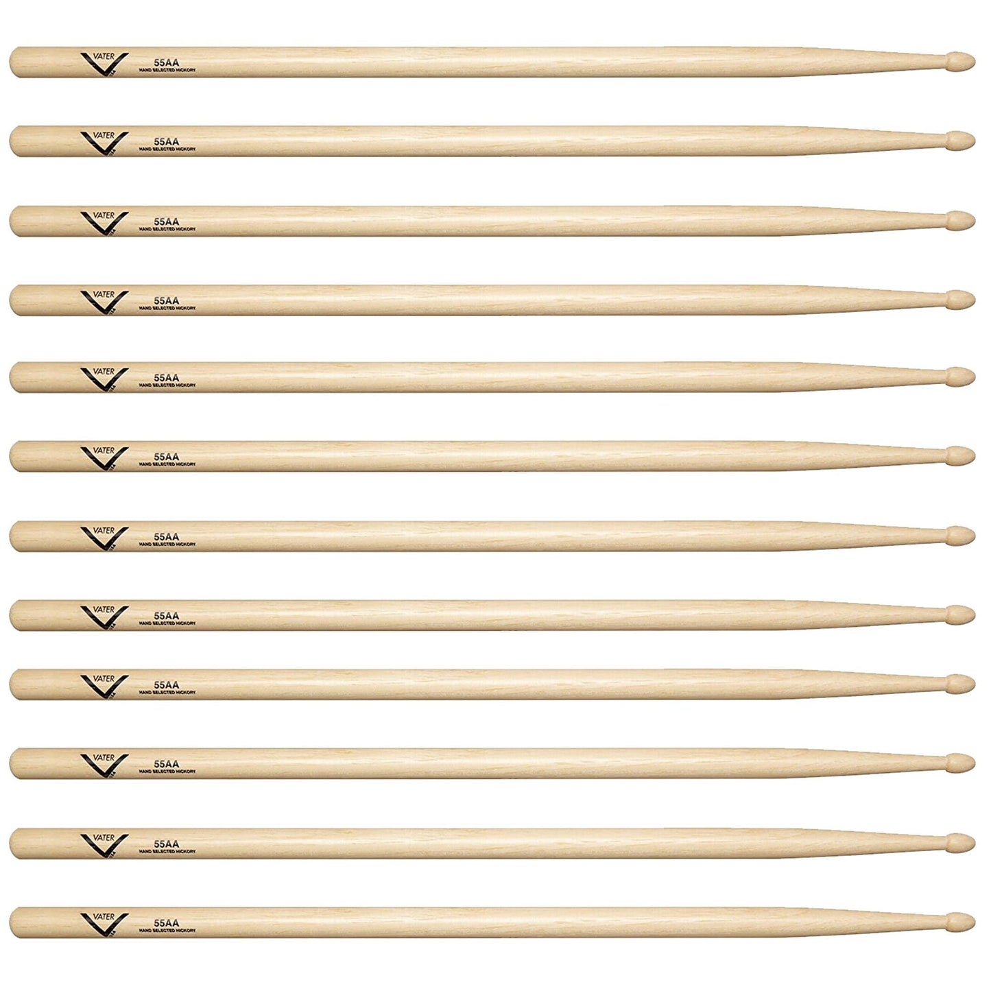 Vater Hickory 55AA Wood Tip Drum Sticks (6 Pair Bundle) Drums and Percussion / Parts and Accessories / Drum Sticks and Mallets