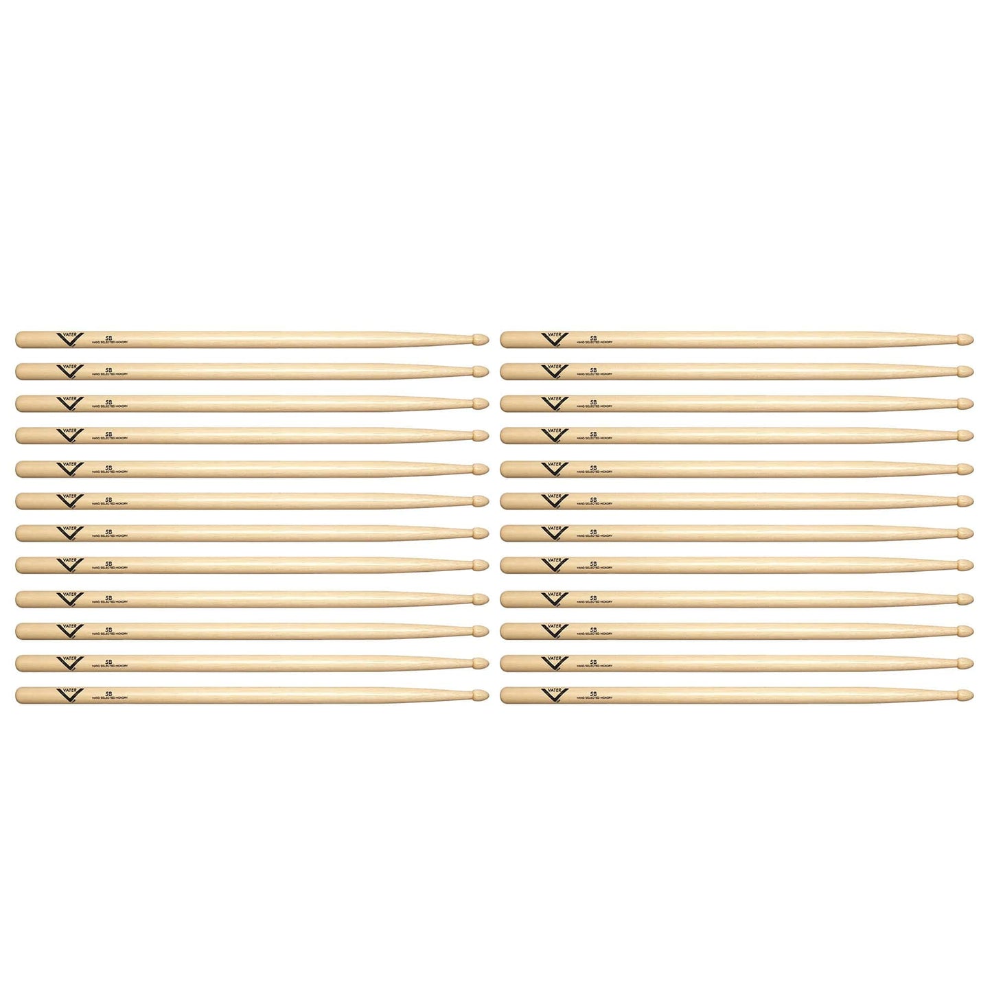 Vater Hickory 5B Wood Tip Drum Sticks (12 Pair Bundle) Drums and Percussion / Parts and Accessories / Drum Sticks and Mallets