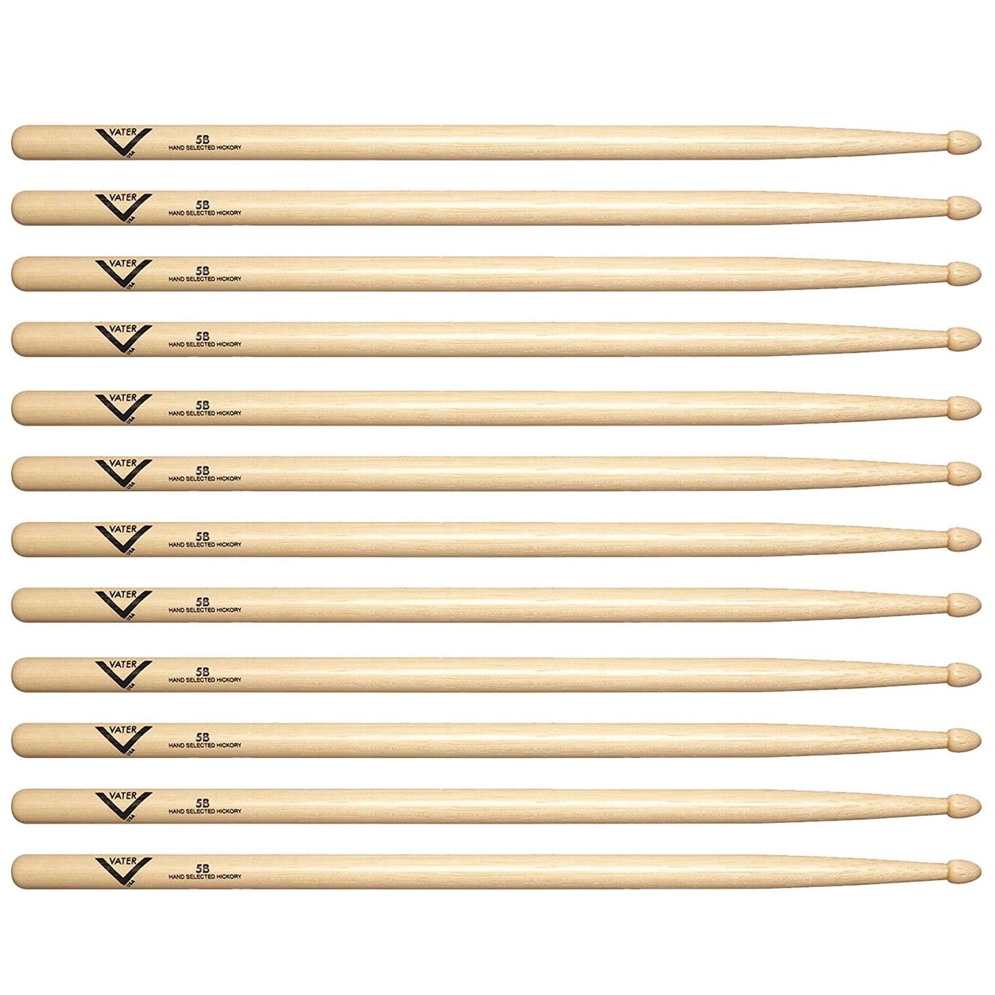 Vater Hickory 5B Wood Tip Drum Sticks (6 Pair Bundle) Drums and Percussion / Parts and Accessories / Drum Sticks and Mallets