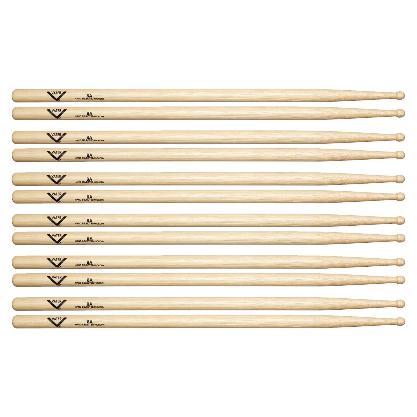 Vater Hickory 8A Wood Tip Drum Sticks (6 Pair Bundle) Drums and Percussion / Parts and Accessories / Drum Sticks and Mallets