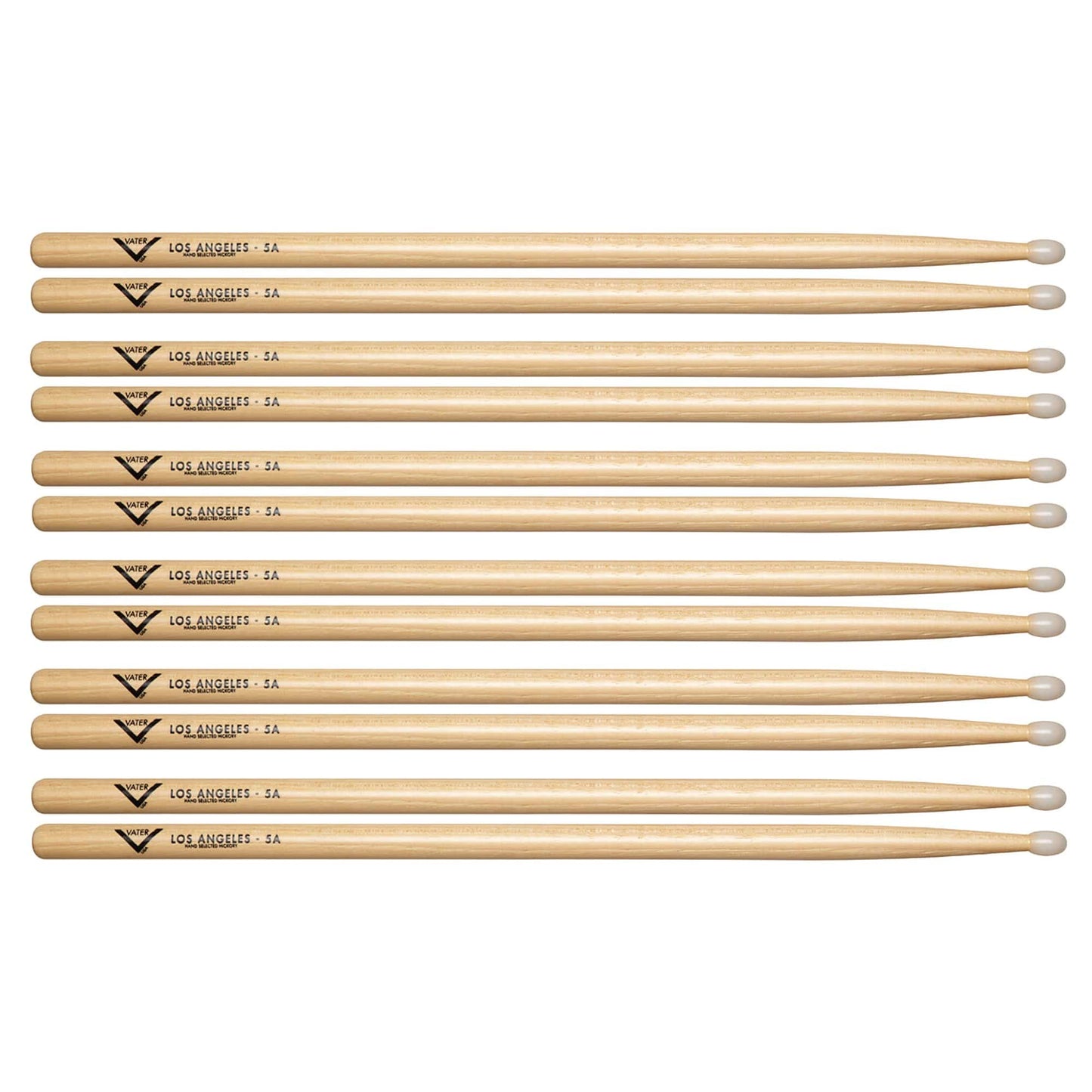 Vater Hickory Los Angeles 5A Nylon Tip Drum Sticks (6 Pair Bundle) Drums and Percussion / Parts and Accessories / Drum Sticks and Mallets