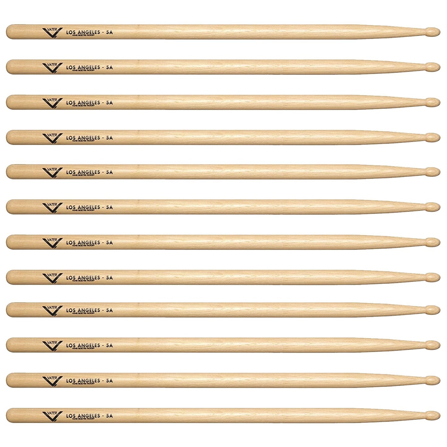 Vater Hickory Los Angeles 5A Wood Tip Drum Sticks (6 Pair Bundle) Drums and Percussion / Parts and Accessories / Drum Sticks and Mallets
