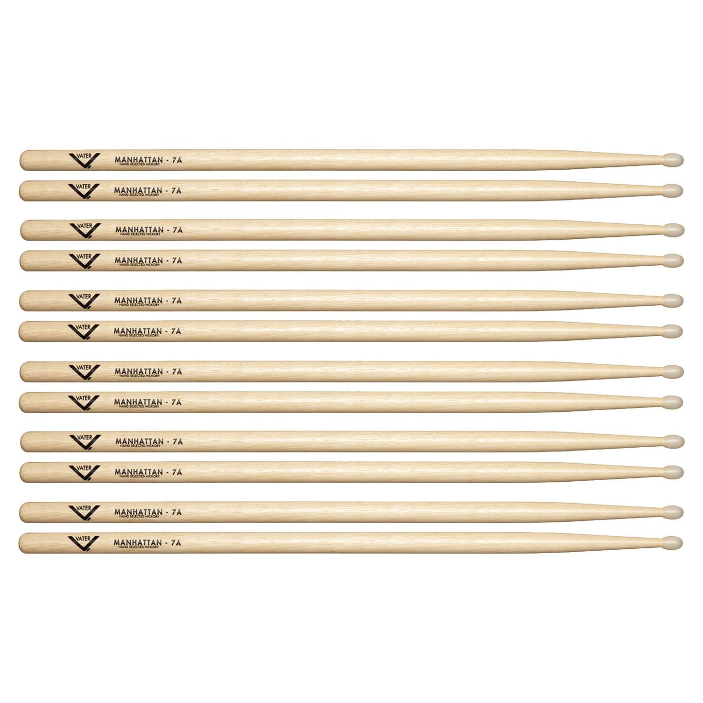 Vater Hickory Manhattan 7A Nylon Tip Drum Sticks (6 Pair Bundle) Drums and Percussion / Parts and Accessories / Drum Sticks and Mallets