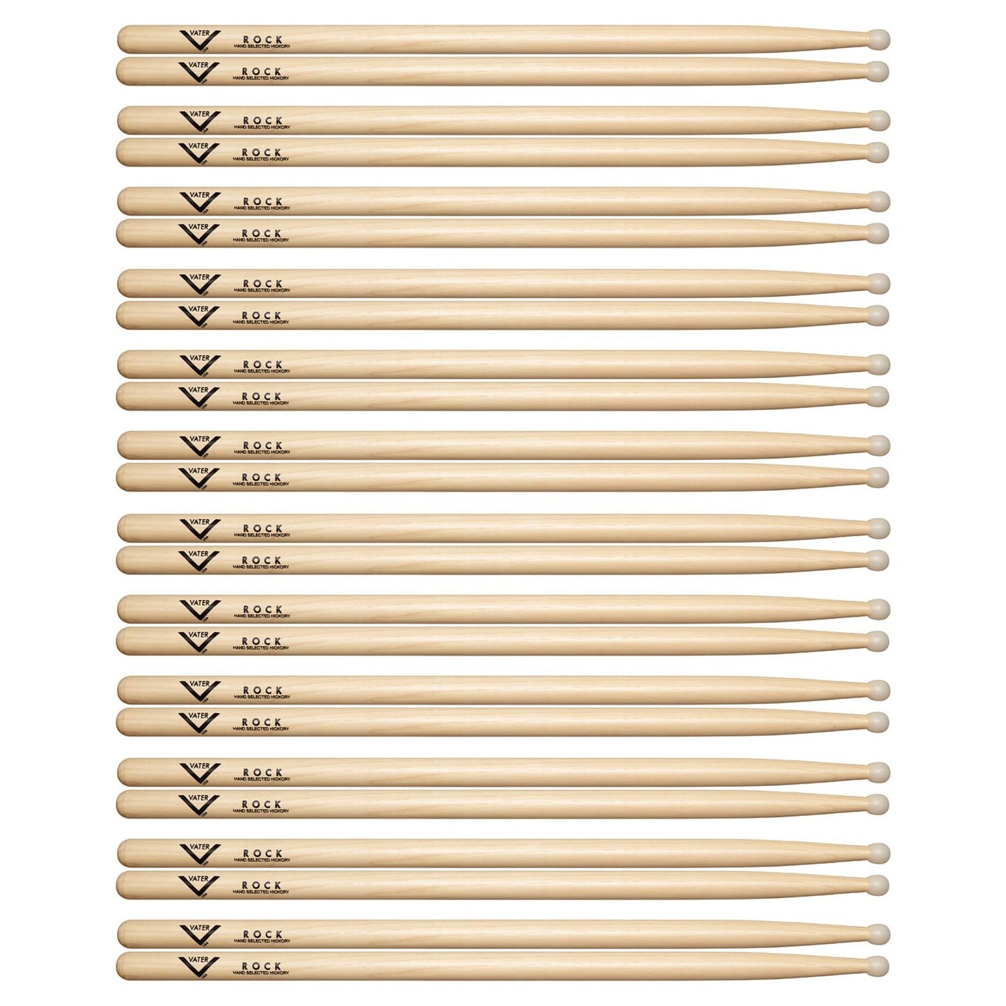 Vater Hickory Rock Nylon Tip Drum Sticks (12 Pair Bundle) Drums and Percussion / Parts and Accessories / Drum Sticks and Mallets