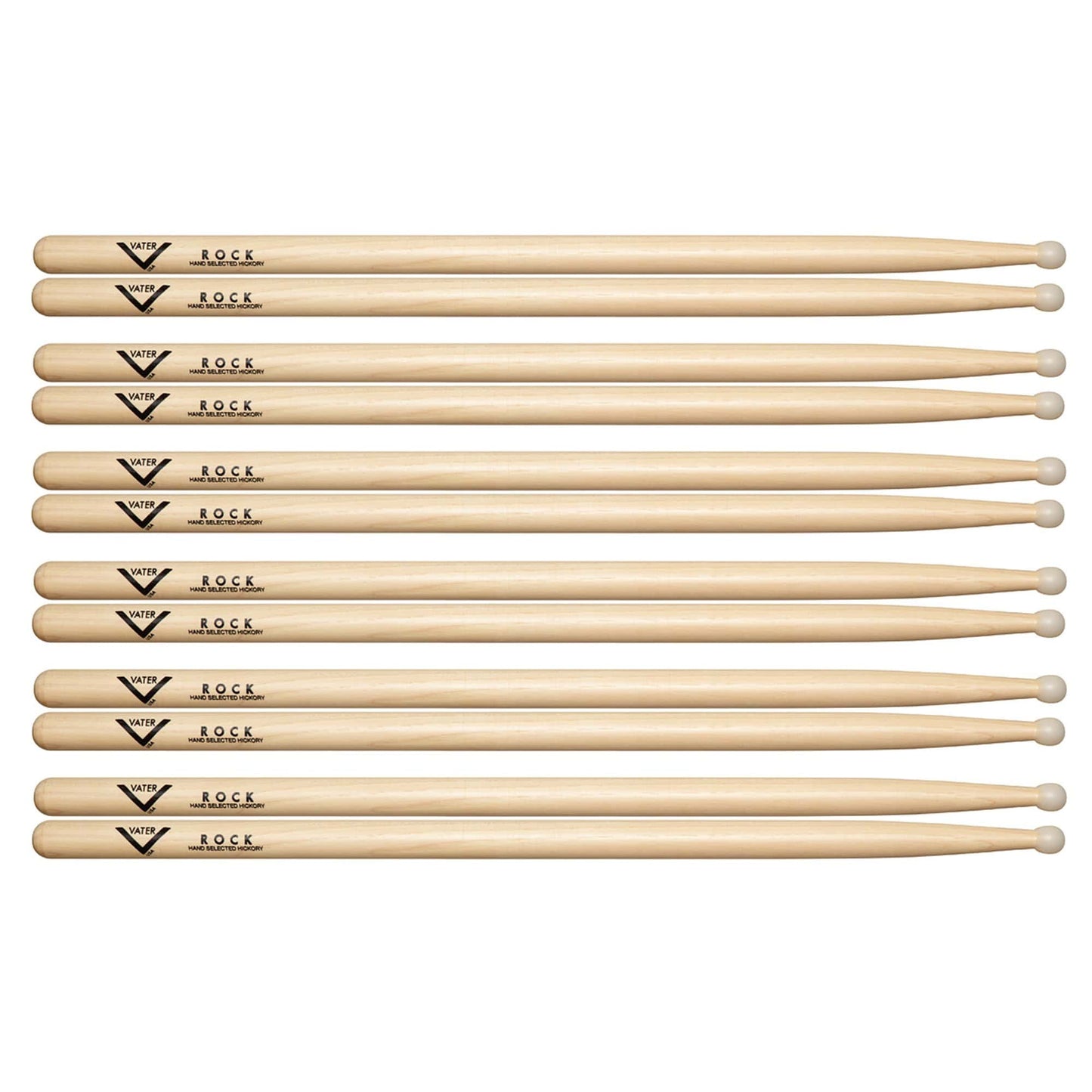 Vater Hickory Rock Nylon Tip Drum Sticks (6 Pair Bundle) Drums and Percussion / Parts and Accessories / Drum Sticks and Mallets