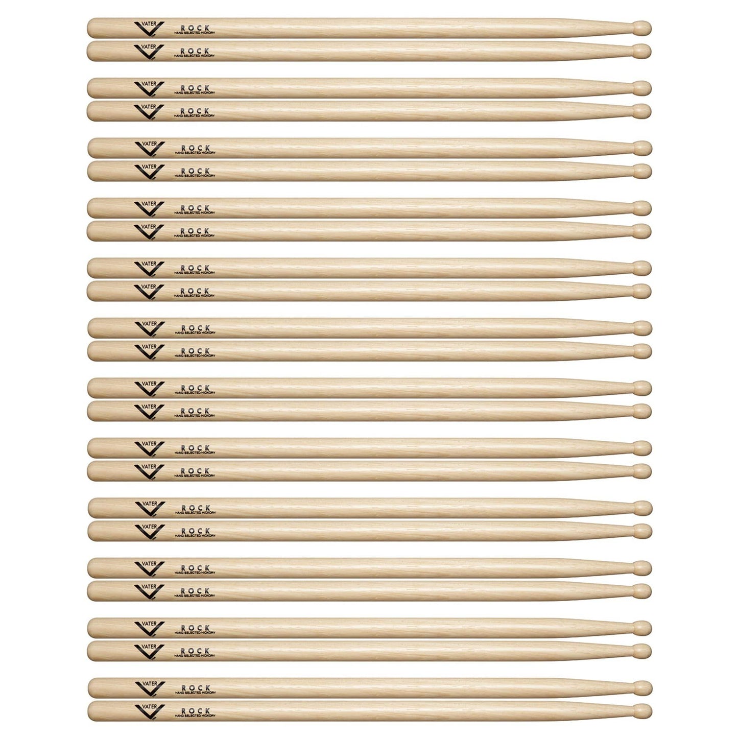 Vater Hickory Rock Wood Tip Drum Sticks (12 Pair Bundle) Drums and Percussion / Parts and Accessories / Drum Sticks and Mallets