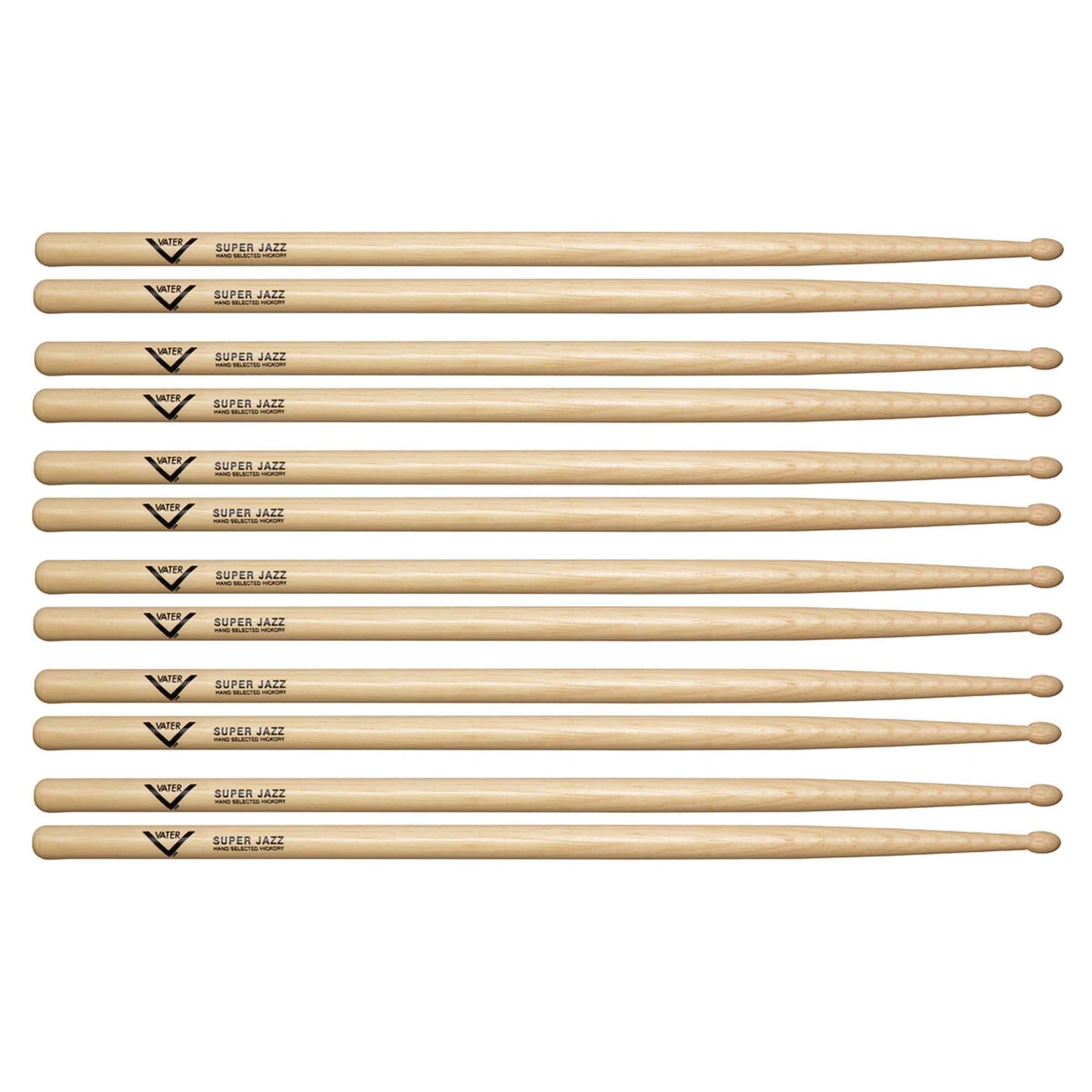Vater Hickory Super Jazz Wood Tip Drum Sticks (6 Pair Bundle) Drums and Percussion / Parts and Accessories / Drum Sticks and Mallets