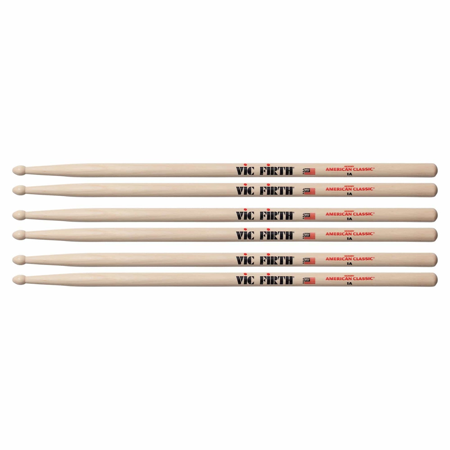 Vic Firth American Classic 1A Wood Tip Drum Sticks (3 Pair Bundle) Drums and Percussion / Parts and Accessories / Drum Sticks and Mallets