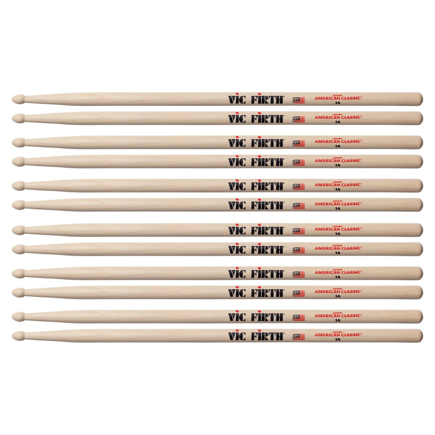 Vic Firth American Classic 1A Wood Tip Drum Sticks (6 Pair Bundle) Drums and Percussion / Parts and Accessories / Drum Sticks and Mallets