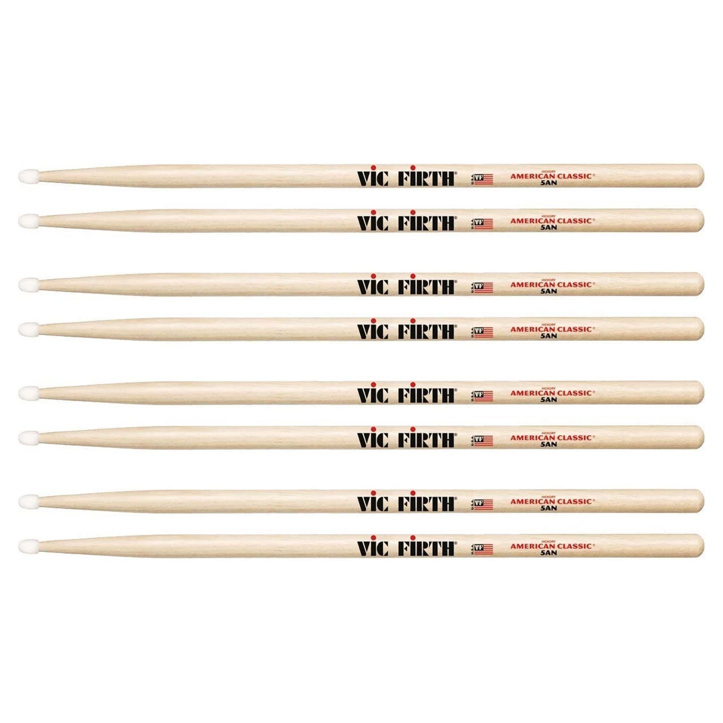 Vic Firth American Classic 5A Nylon Tip Drum Sticks (3 Pair Bundle + 1 Free) Drums and Percussion / Parts and Accessories / Drum Sticks and Mallets