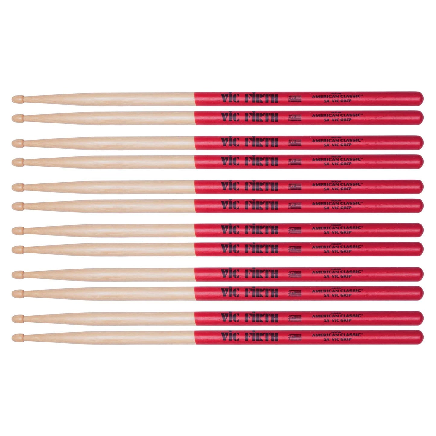 Vic Firth American Classic 5A Vic Grip Wood Tip Drum Sticks (6 Pair Bundle) Drums and Percussion / Parts and Accessories / Drum Sticks and Mallets