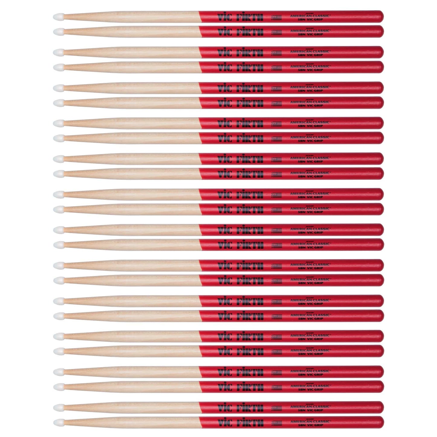 Vic Firth American Classic 5B Vic Grip Nylon Tip Drum Sticks (12 Pair Bundle) Drums and Percussion / Parts and Accessories / Drum Sticks and Mallets