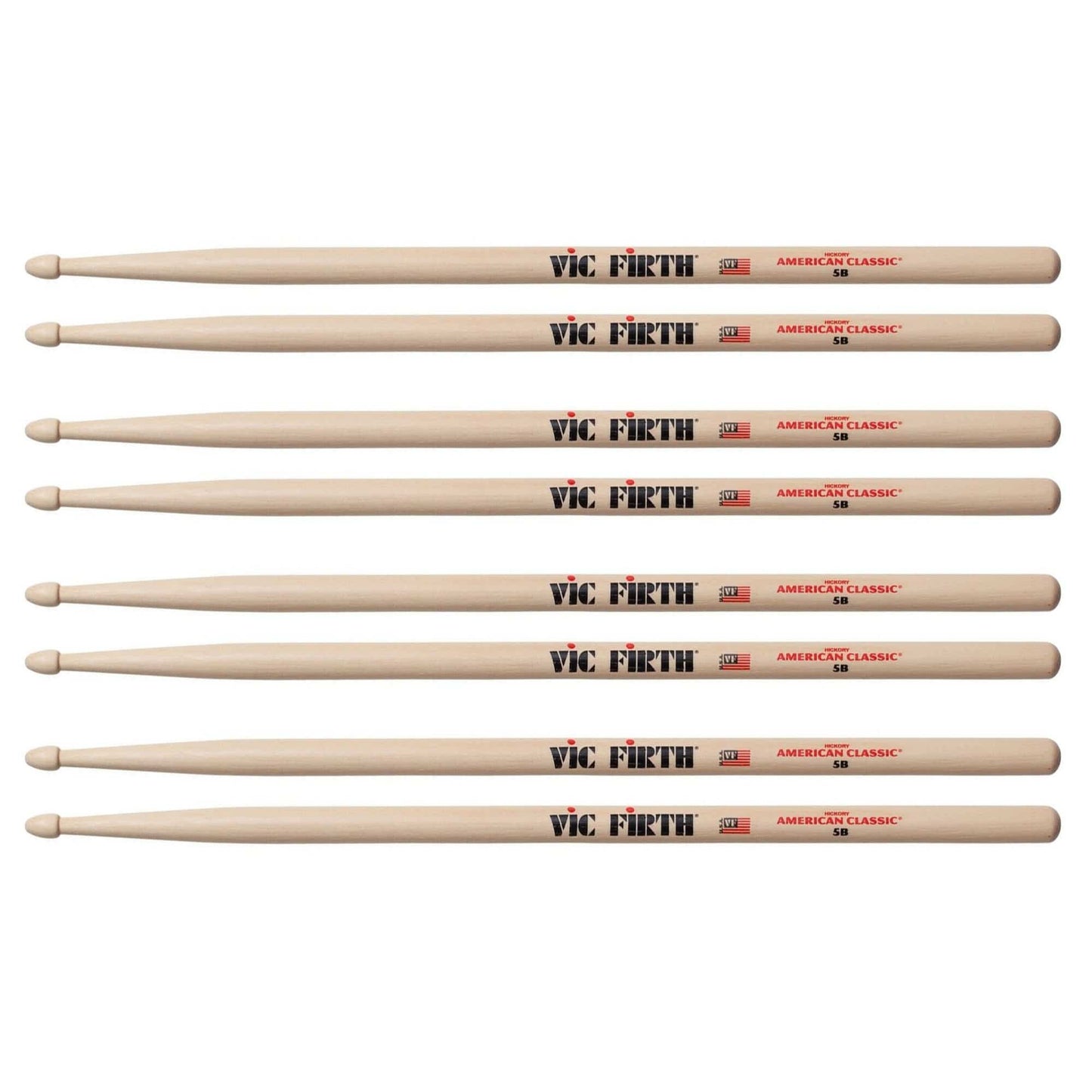 Vic Firth American Classic 5B Wood Tip Drum Sticks (3 Pair Bundle + 1 Free) Drums and Percussion / Parts and Accessories / Drum Sticks and Mallets