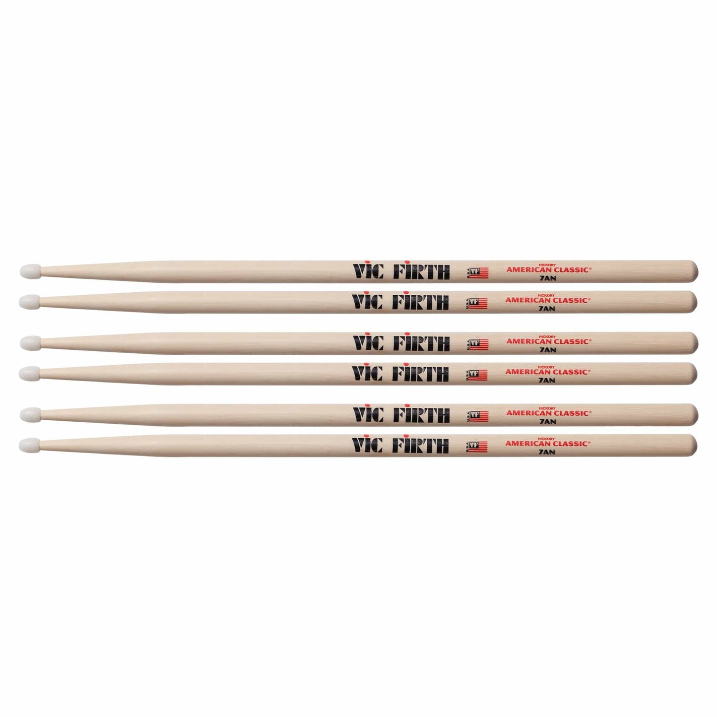 Vic Firth American Classic 7A Nylon Tip Drum Sticks (3 Pair Bundle) Drums and Percussion / Parts and Accessories / Drum Sticks and Mallets