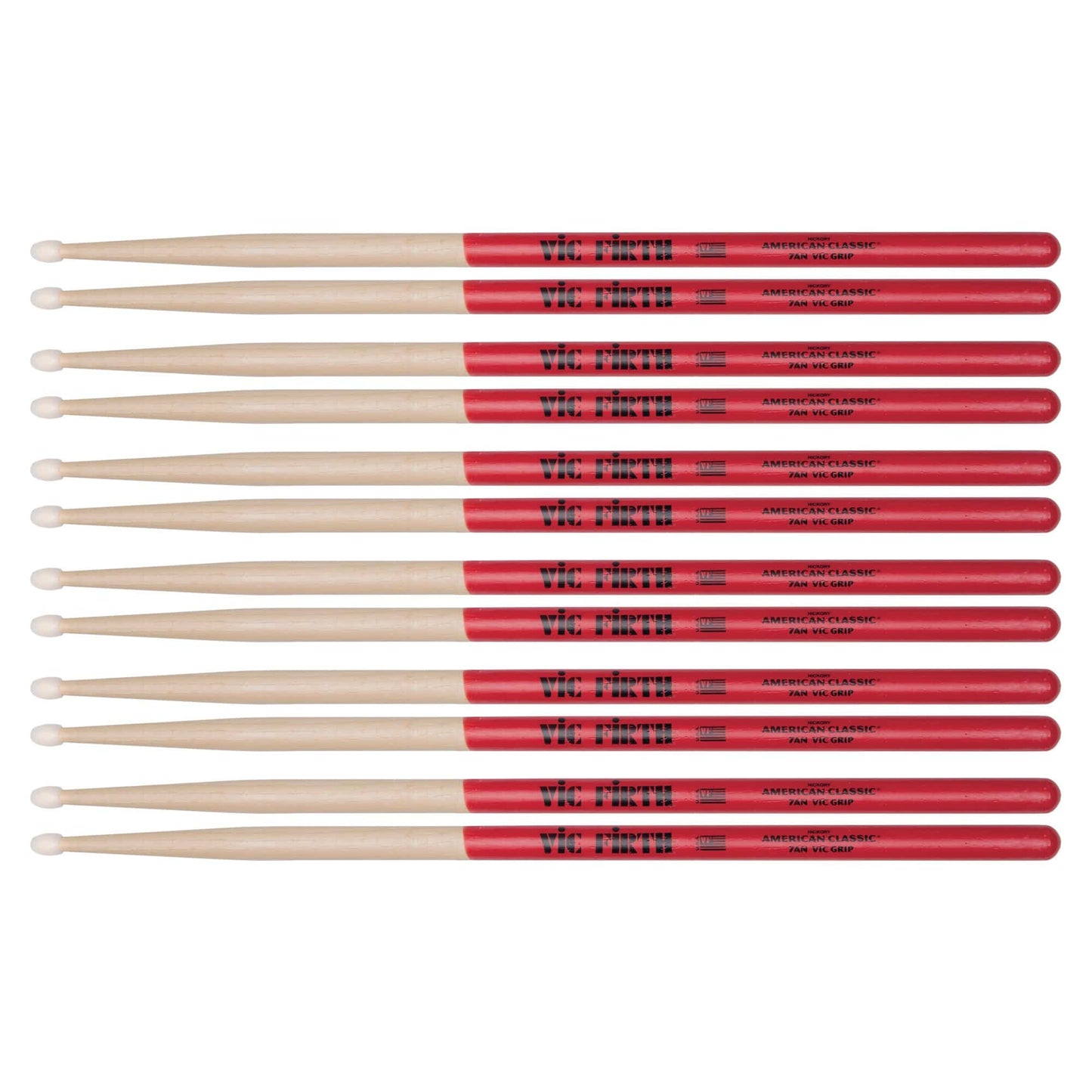 Vic Firth American Classic 7A Vic Grip Nylon Tip Drum Sticks (6 Pair Bundle) Drums and Percussion / Parts and Accessories / Drum Sticks and Mallets