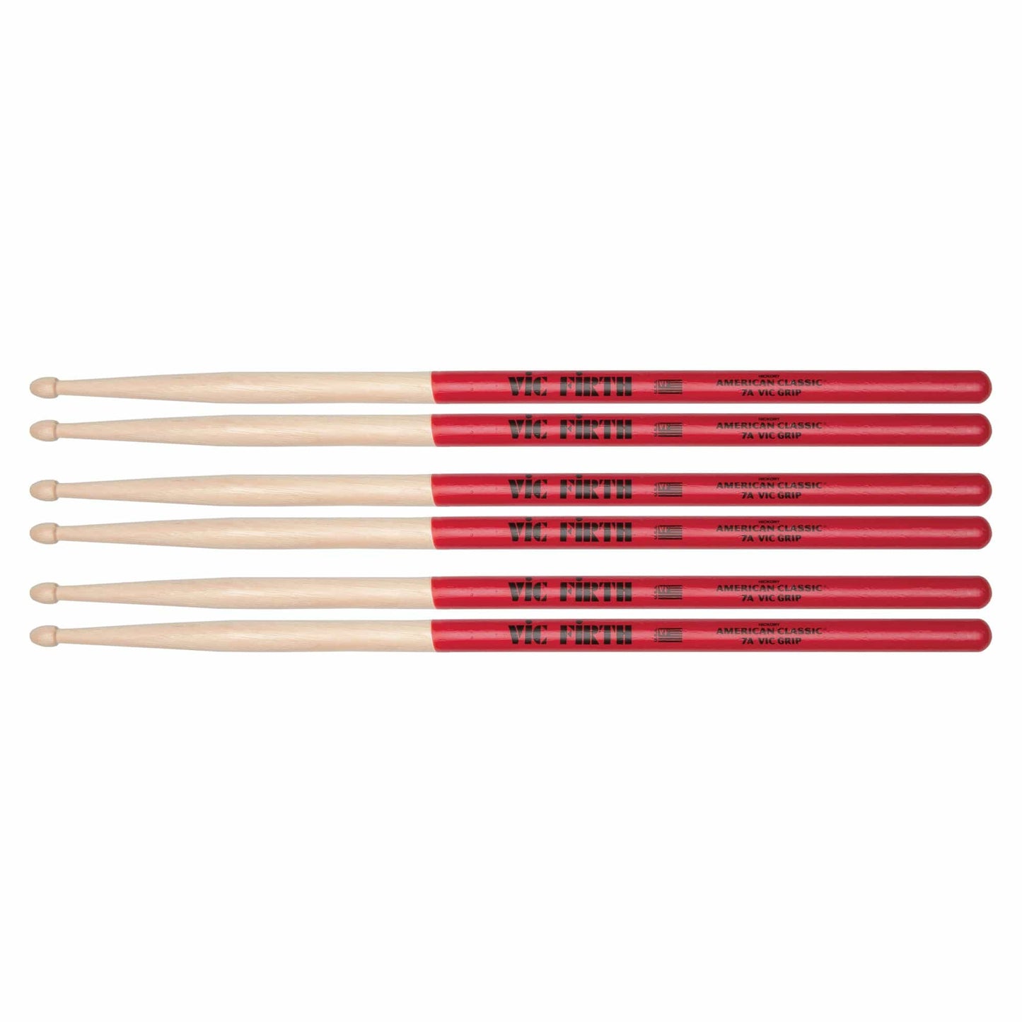 Vic Firth American Classic 7A Vic Grip Wood Tip Drum Sticks (3 Pair Bundle) Drums and Percussion / Parts and Accessories / Drum Sticks and Mallets