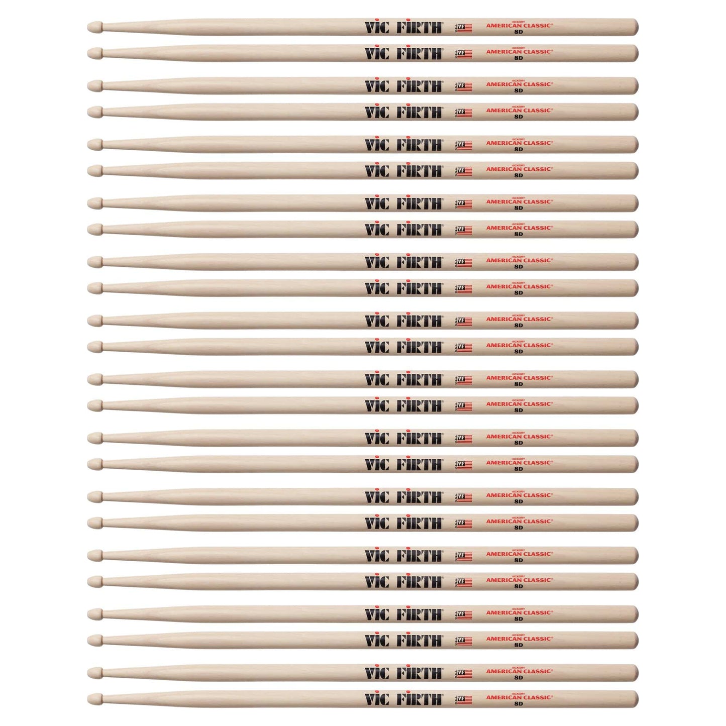 Vic Firth American Classic 8D Wood Tip Drum Sticks (12 Pair Bundle) Drums and Percussion / Parts and Accessories / Drum Sticks and Mallets