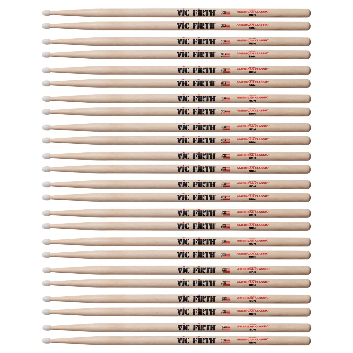 Vic Firth American Classic 8DN Nylon Tip Drum Sticks (12 Pair Bundle) Drums and Percussion / Parts and Accessories / Drum Sticks and Mallets