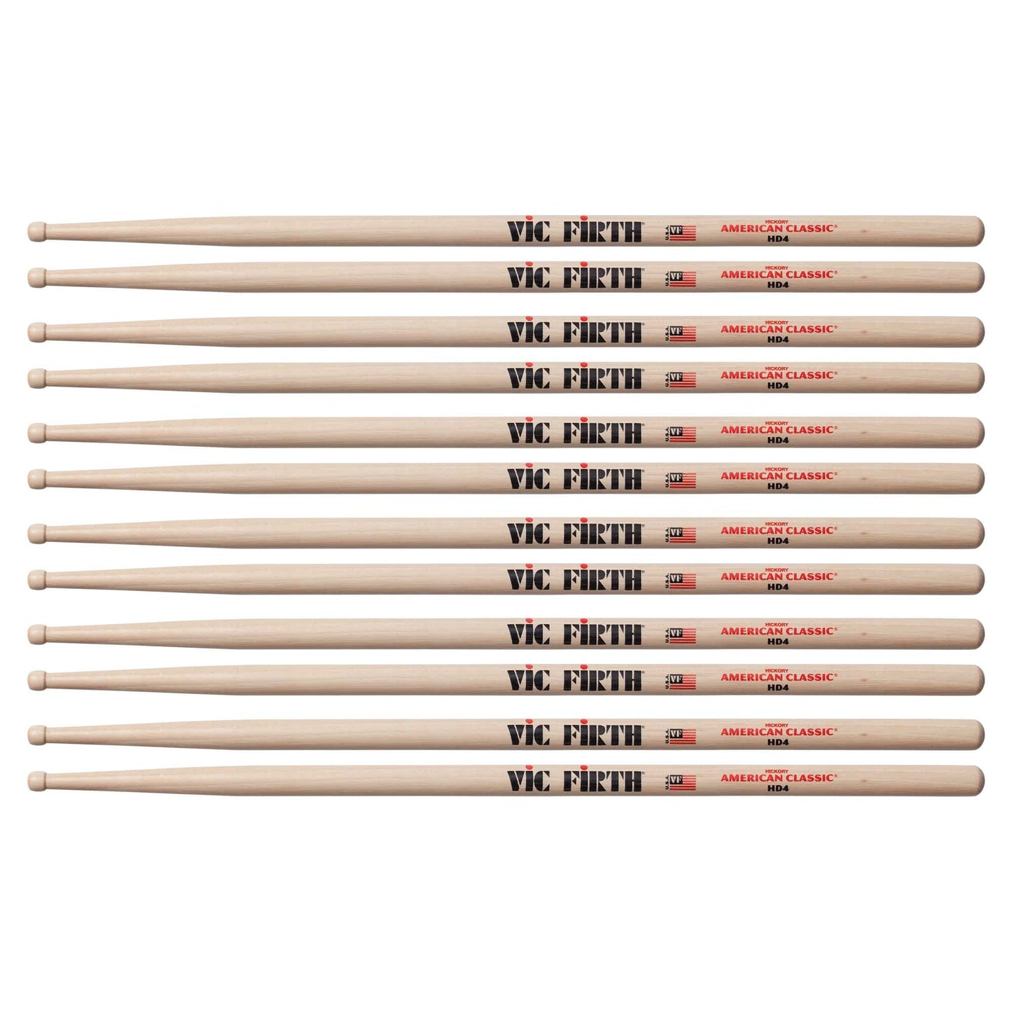 Vic Firth American Classic HD4 Wood Tip Drum Sticks (6 Pair Bundle) Drums and Percussion / Parts and Accessories / Drum Sticks and Mallets