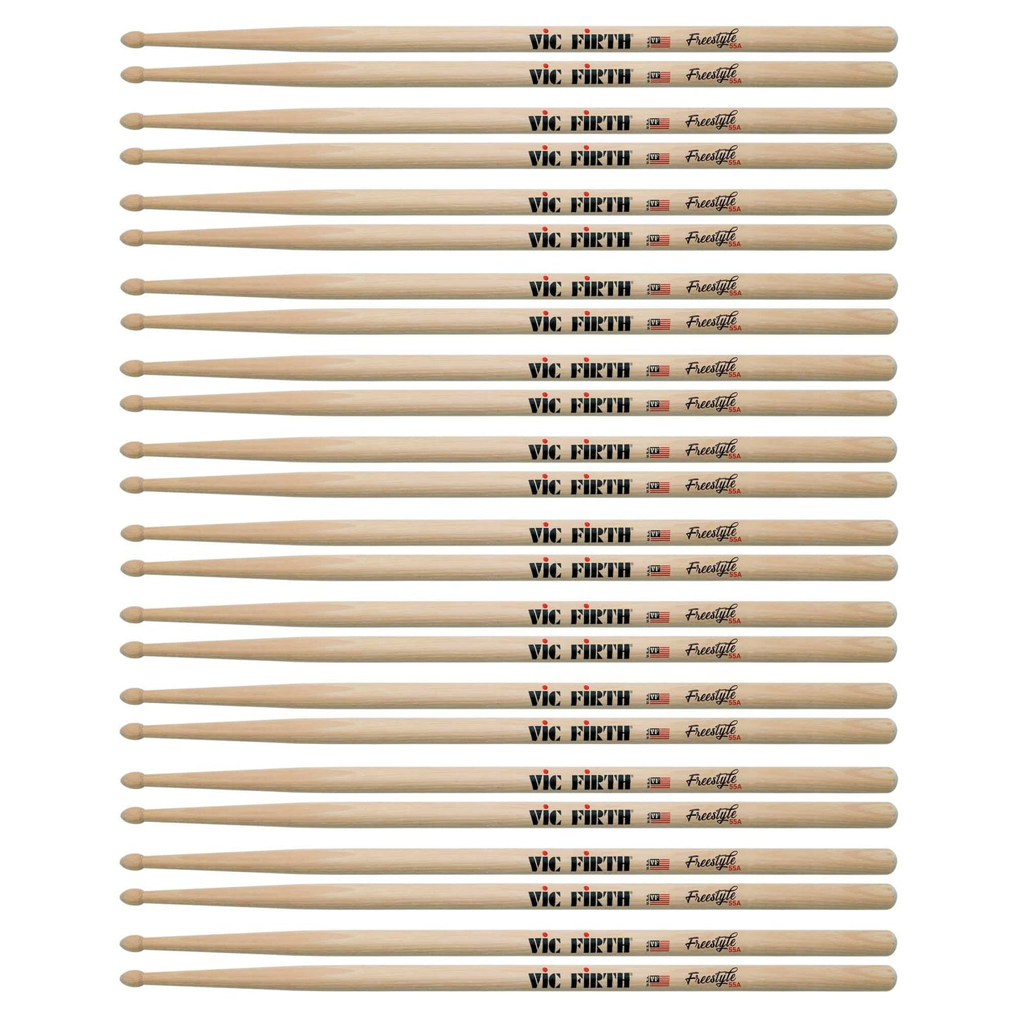 Vic Firth American Concept Freestyle 55A Wood Tip Drum Sticks (12 Pair Bundle) Drums and Percussion / Parts and Accessories / Drum Sticks and Mallets