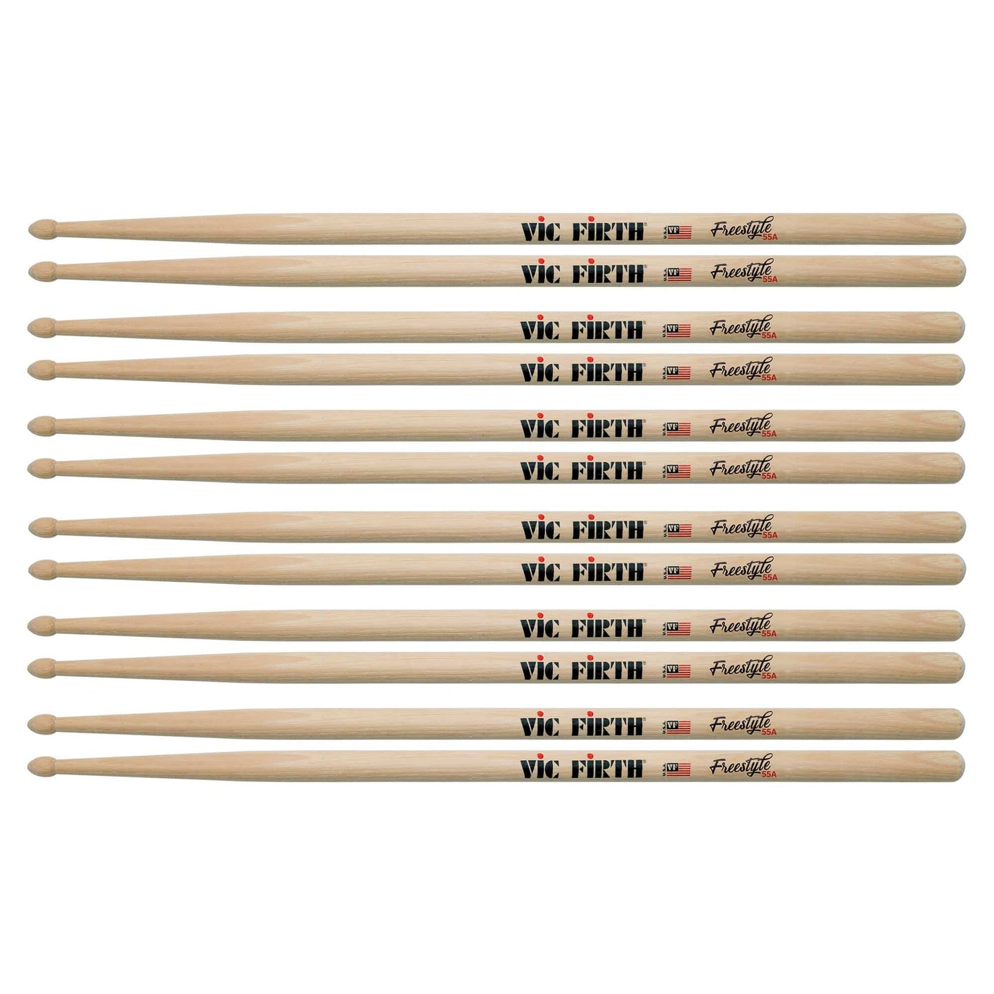 Vic Firth American Concept Freestyle 55A Wood Tip Drum Sticks (6 Pair Bundle) Drums and Percussion / Parts and Accessories / Drum Sticks and Mallets
