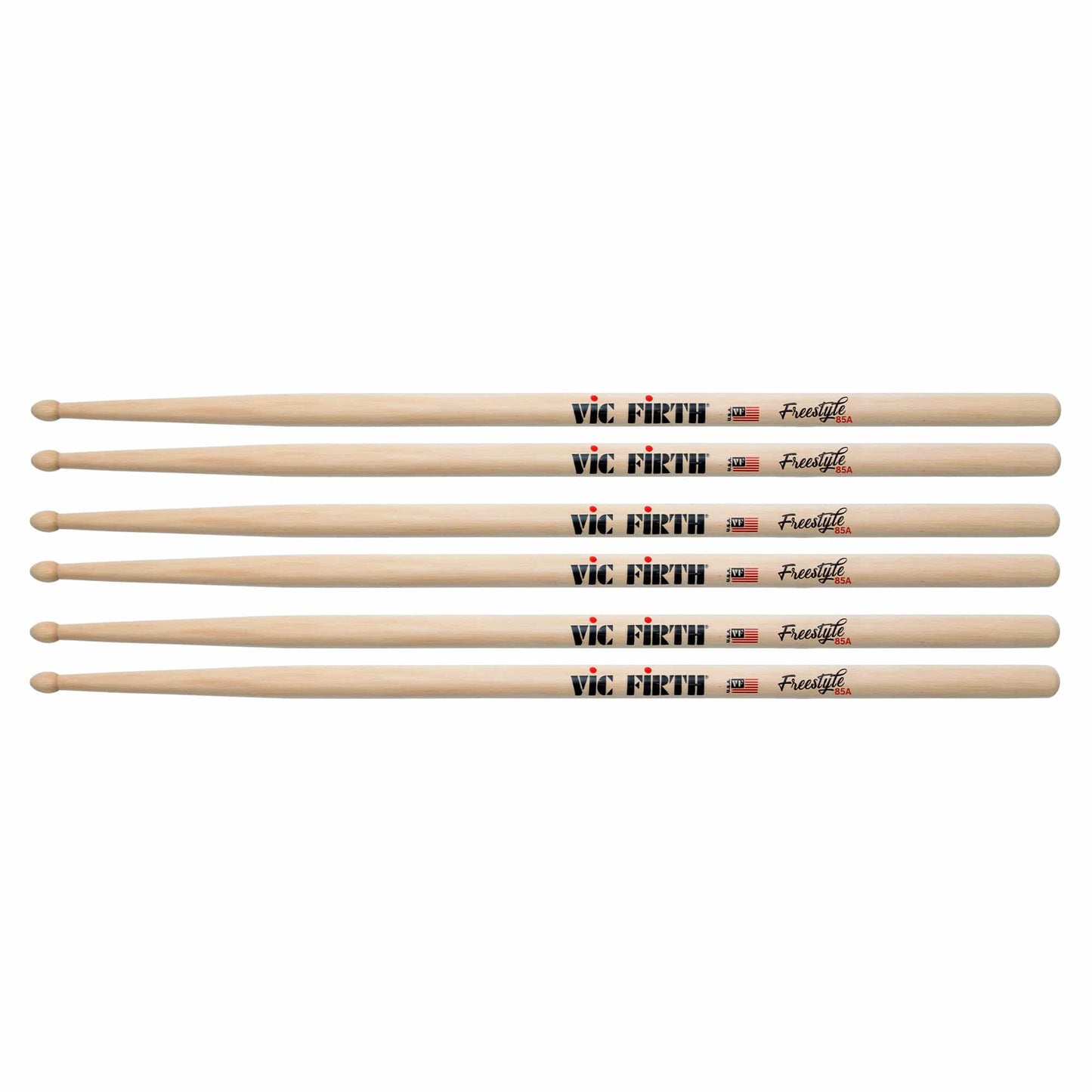 Vic Firth American Concept Freestyle 85A Wood Tip Drum Sticks (3 Pair Bundle) Drums and Percussion / Parts and Accessories / Drum Sticks and Mallets