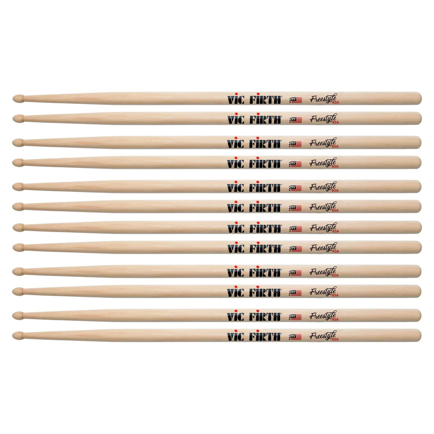 Vic Firth American Concept Freestyle 85A Wood Tip Drum Sticks (6 Pair Bundle) Drums and Percussion / Parts and Accessories / Drum Sticks and Mallets