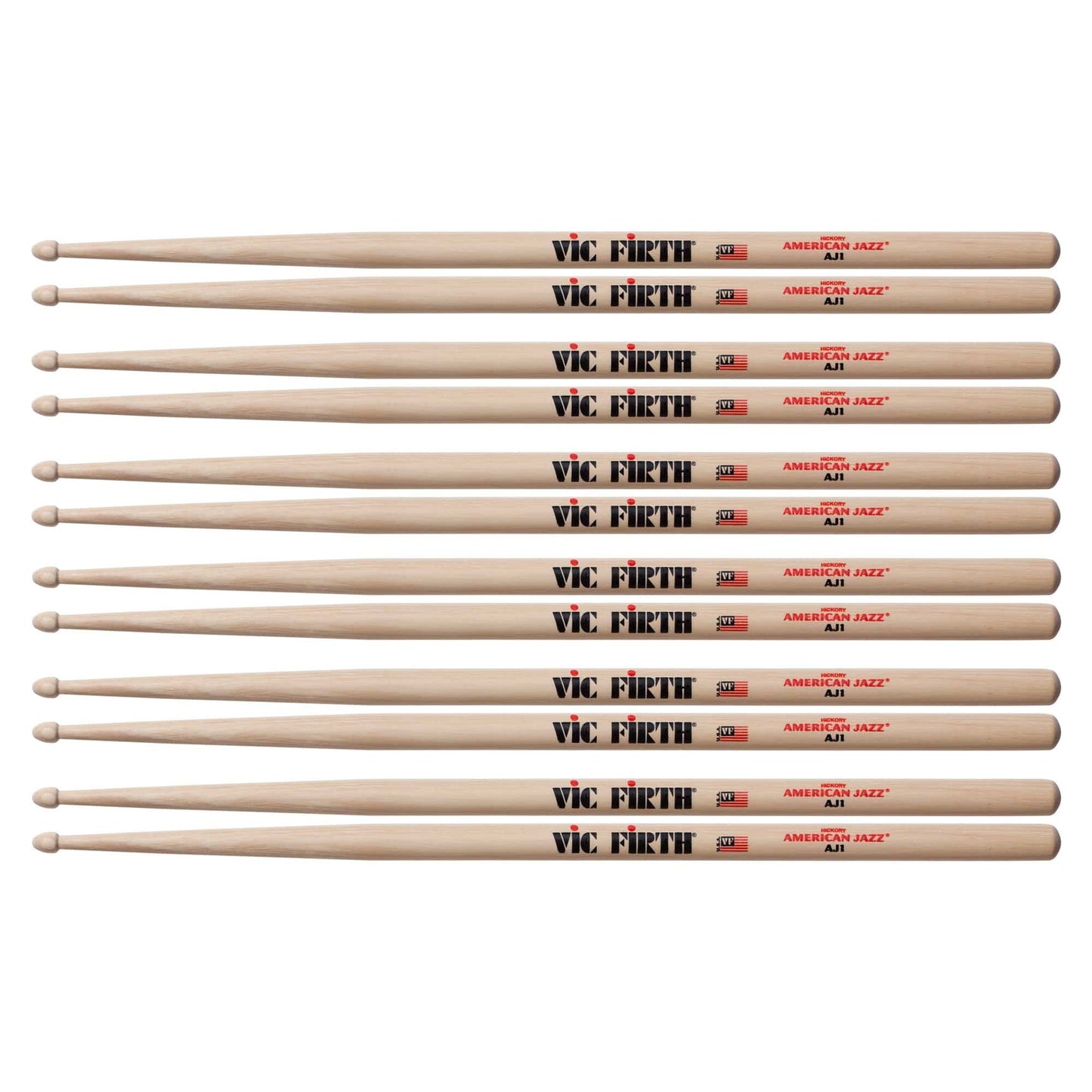 Vic Firth American Jazz AJ1 Wood Tip Drum Sticks (6 Pair Bundle) Drums and Percussion / Parts and Accessories / Drum Sticks and Mallets