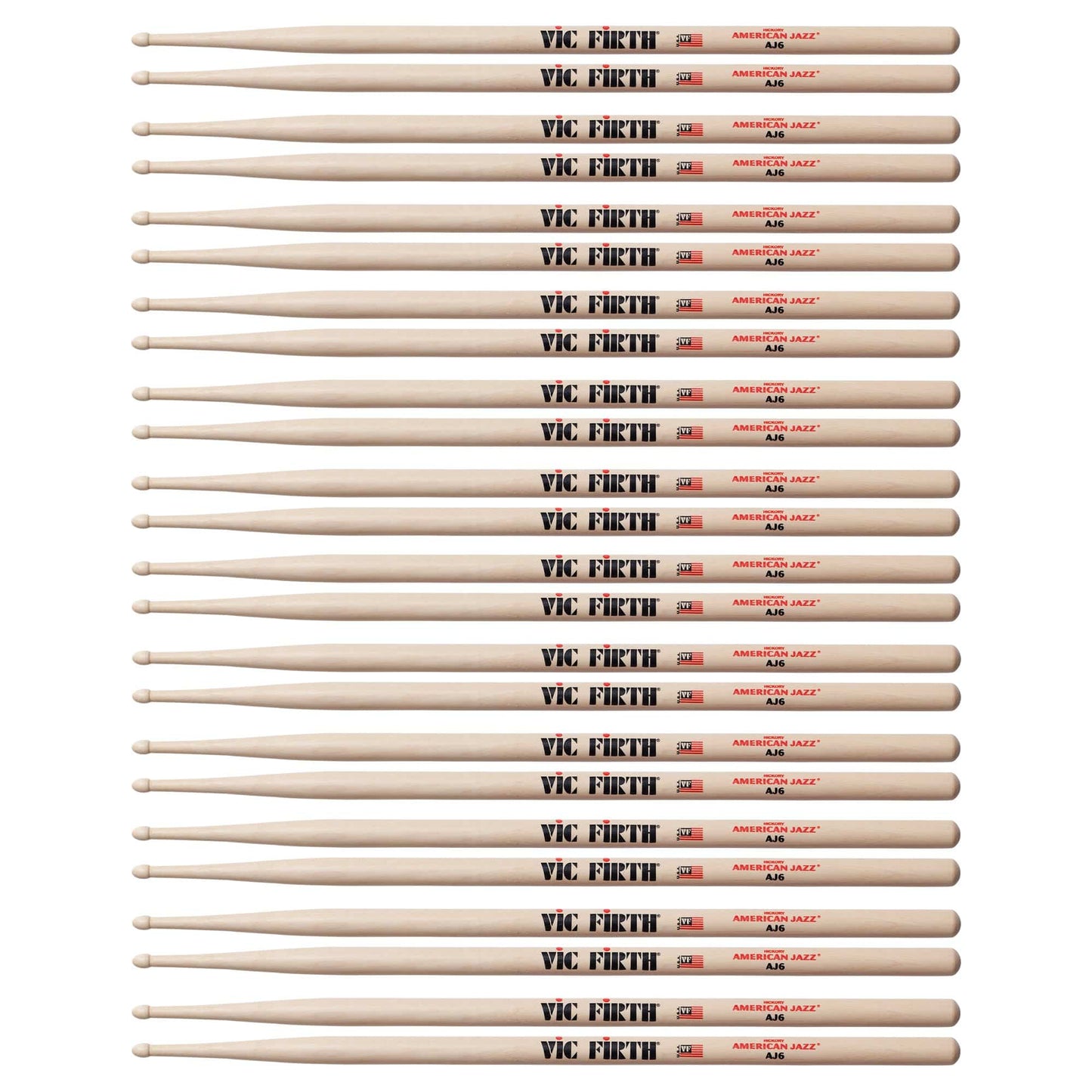 Vic Firth American Jazz AJ6 Wood Tip Drum Sticks (12 Pair Bundle) Drums and Percussion / Parts and Accessories / Drum Sticks and Mallets