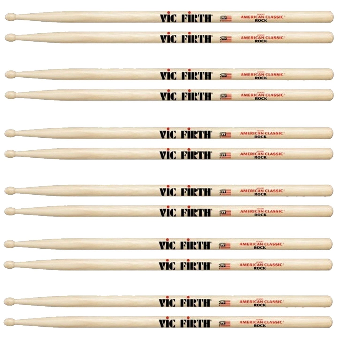 Vic Firth Wood Tip Rock Drum Stick (6 Pair Bundle) Drums and Percussion / Parts and Accessories / Drum Sticks and Mallets