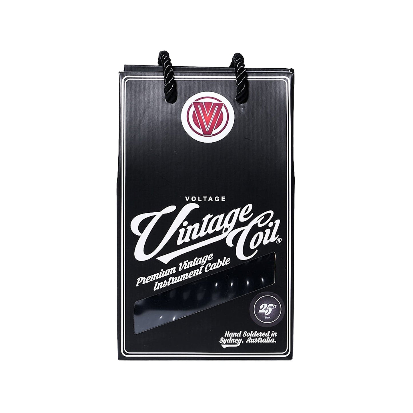 Voltage Cable Co. Vintage Coil Instrument Cable 25' Straight - Right Angle Black Accessories / Cables