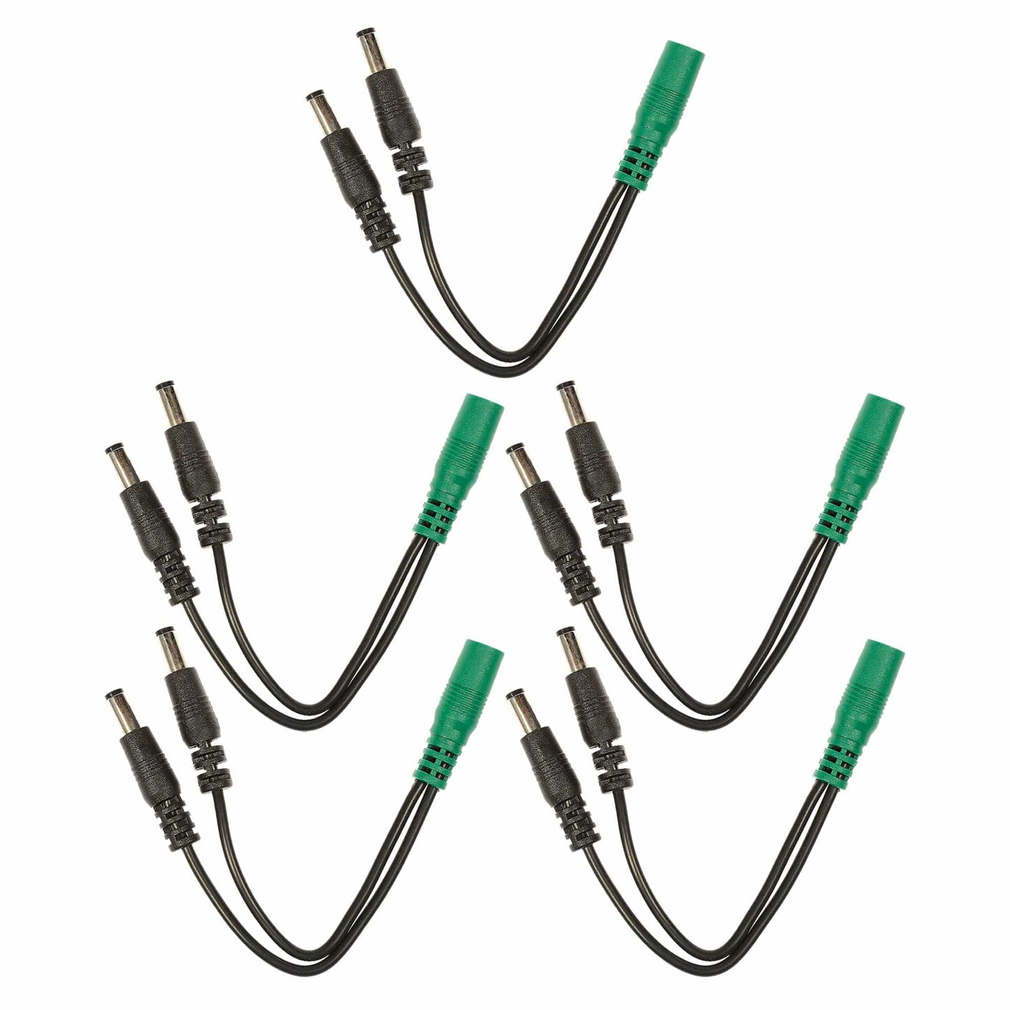 Voodoo Lab Cable Current Doubler Adapter - Two 2.1mm Straight Barrels - 2.1mm Female 4" 5 Pack Bundle Accessories / Cables