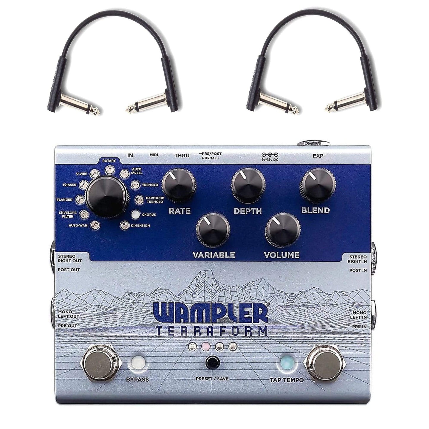 Wampler Terraform Multi Modulation Effects Pedal w/(2) RockBoard Flat Patch Cables Bundle Effects and Pedals / Multi-Effect Unit