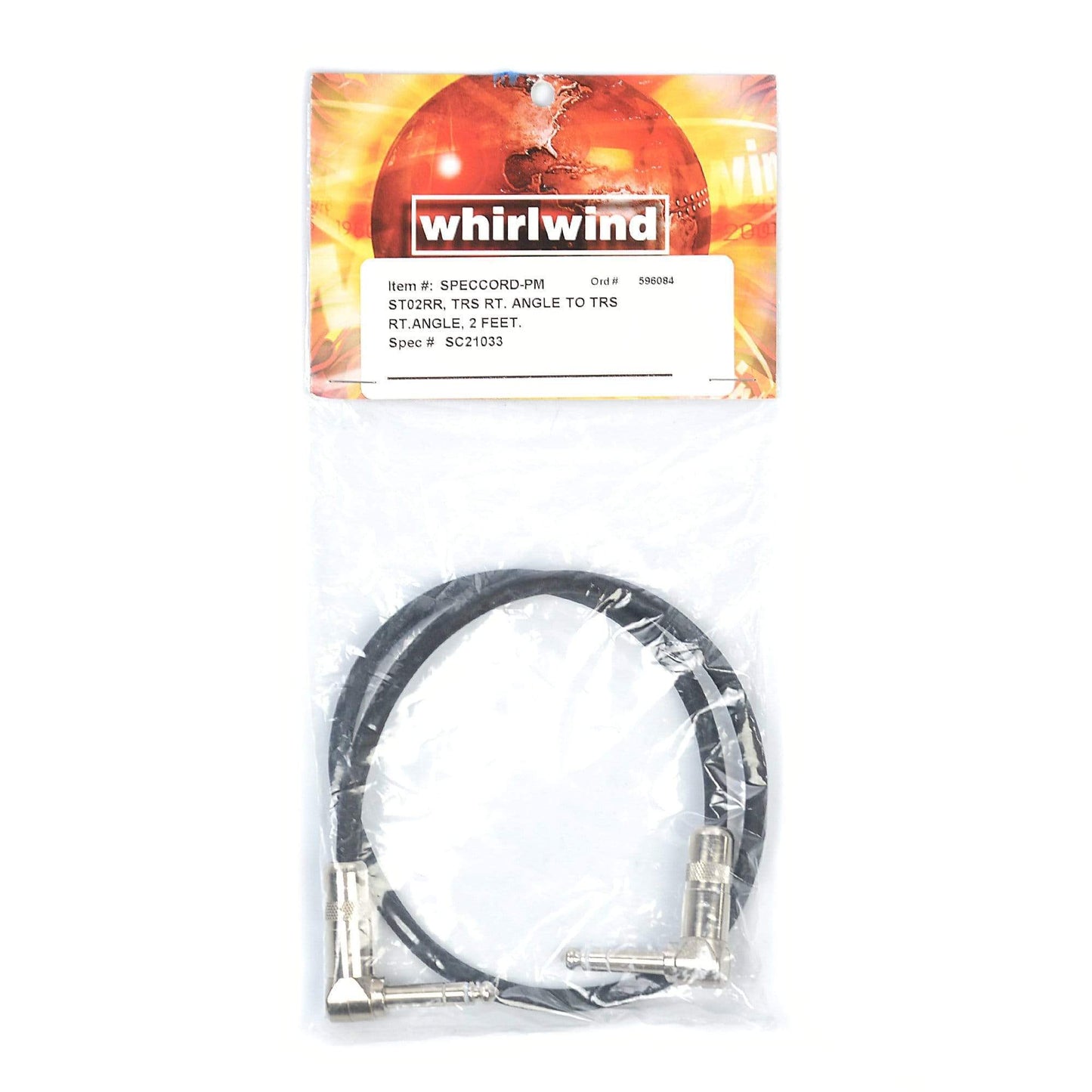 Whirlwind ST02 1/4" TRS Male Right Angle 2' Cable Accessories / Cables