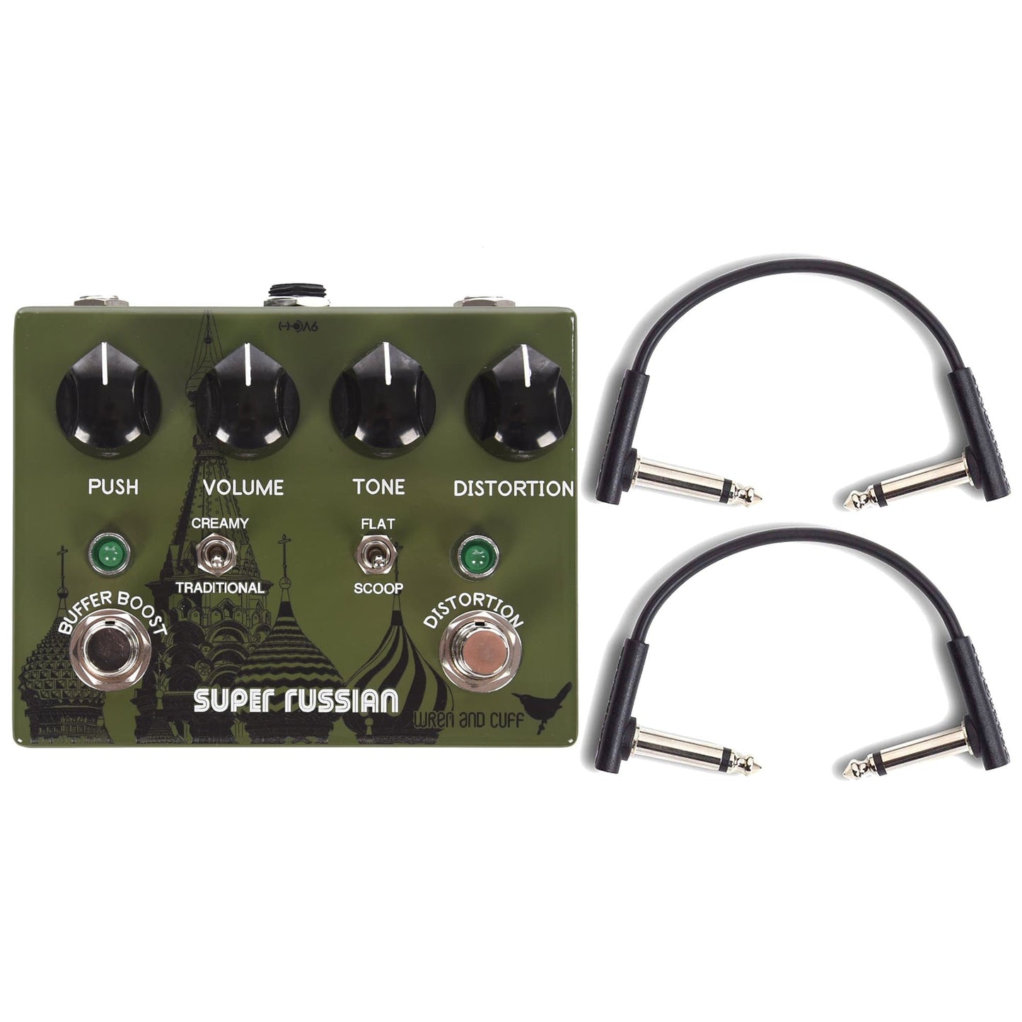 Wren and Cuff Super Russian Distortion Fuzz w/RockBoard Flat Patch Cables Bundle Effects and Pedals / Fuzz