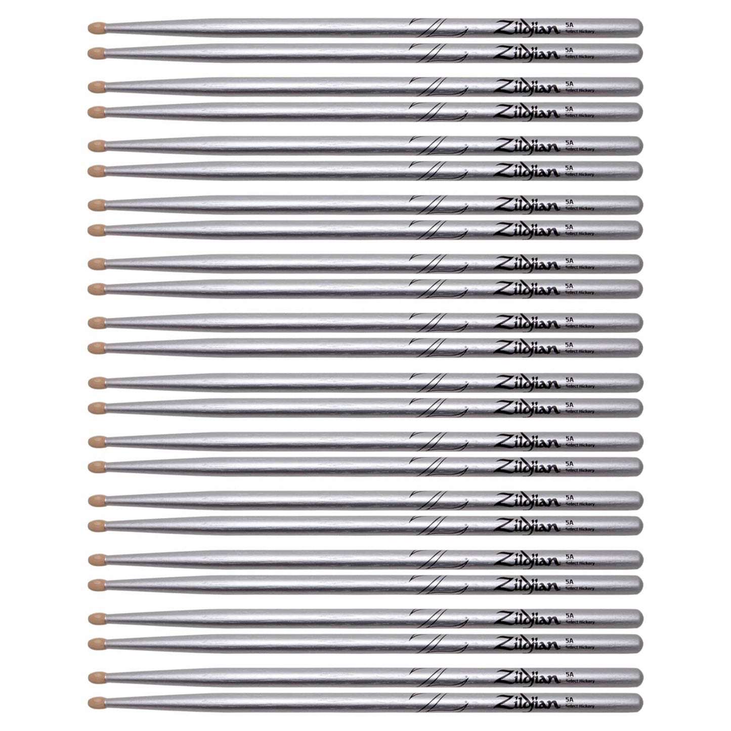 Zildjian 5A Chroma Silver Wood Tip Drum Sticks (12 Pair Bundle) Drums and Percussion / Parts and Accessories / Drum Sticks and Mallets