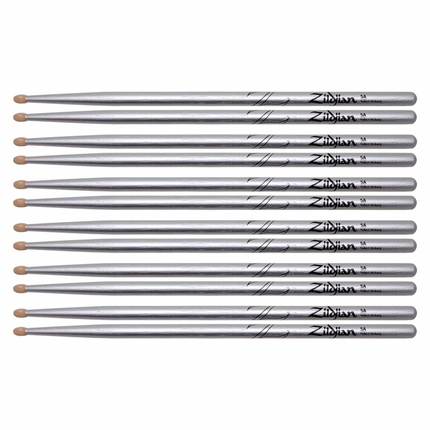 Zildjian 5A Chroma Silver Wood Tip Drum Sticks (6 Pair Bundle) Drums and Percussion / Parts and Accessories / Drum Sticks and Mallets