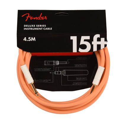 Fender Deluxe Instrument Cable Pacific Peach 15' Angle-Straight